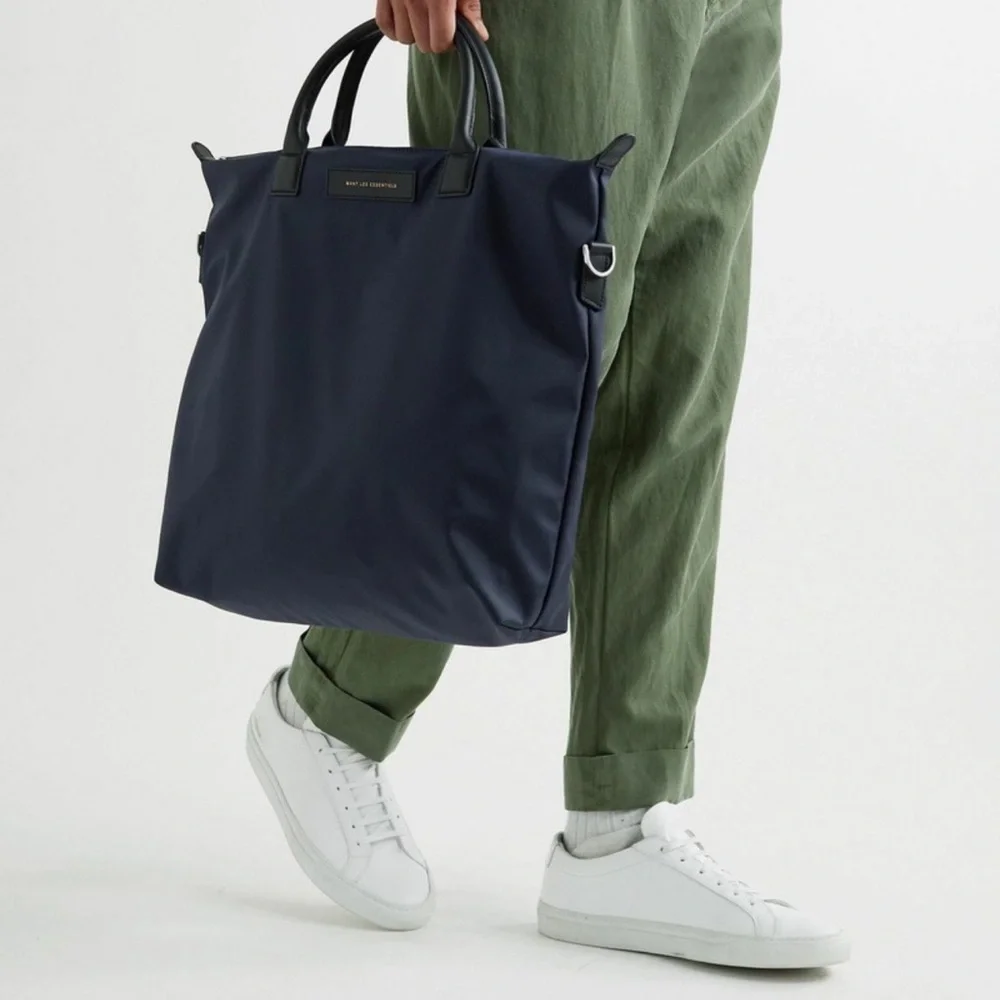 WANT Les Essentiels | O’Hare | Navy Tote Bag | Leather Trimmed